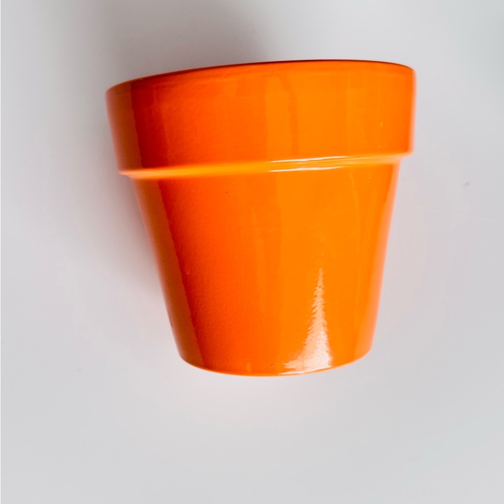 Vintage 5” Orange Ceramic Pot